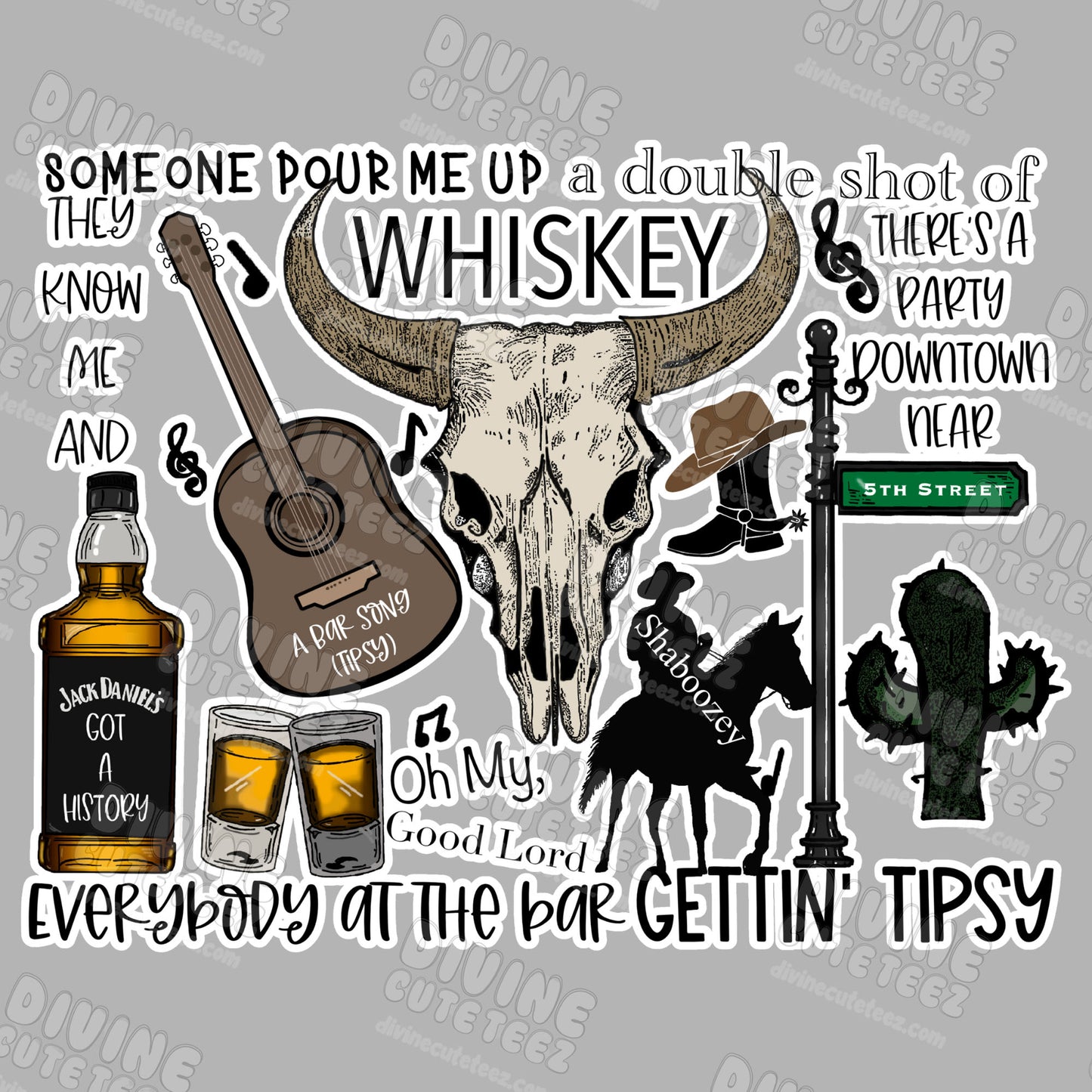 Double Shot Of Whiskey DTF Transfer