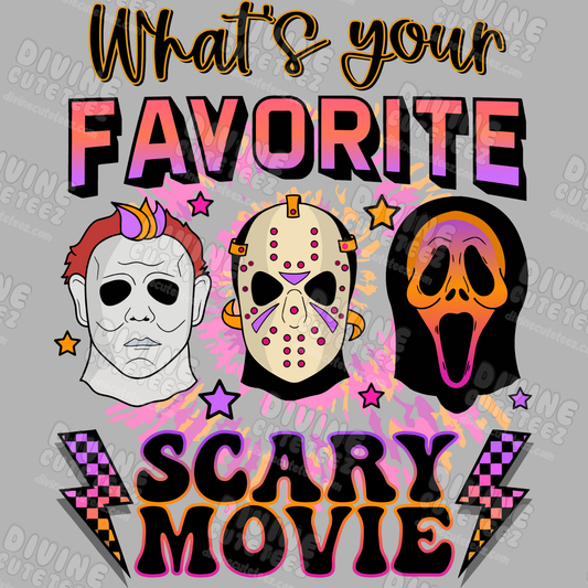 Whats Your Favorite Scary Movie DTF Transfer