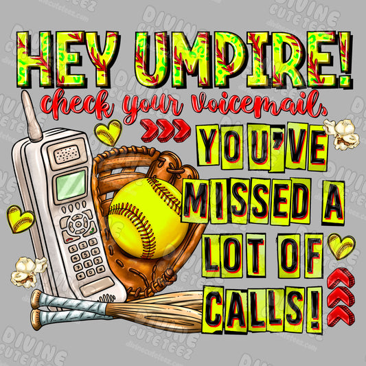 Hey Umpire Softball DTF Transfer