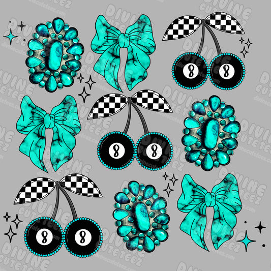 Western 8ball Collage DTF Transfer