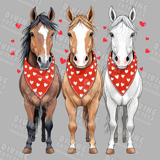 Valentines Horses DTF Transfer