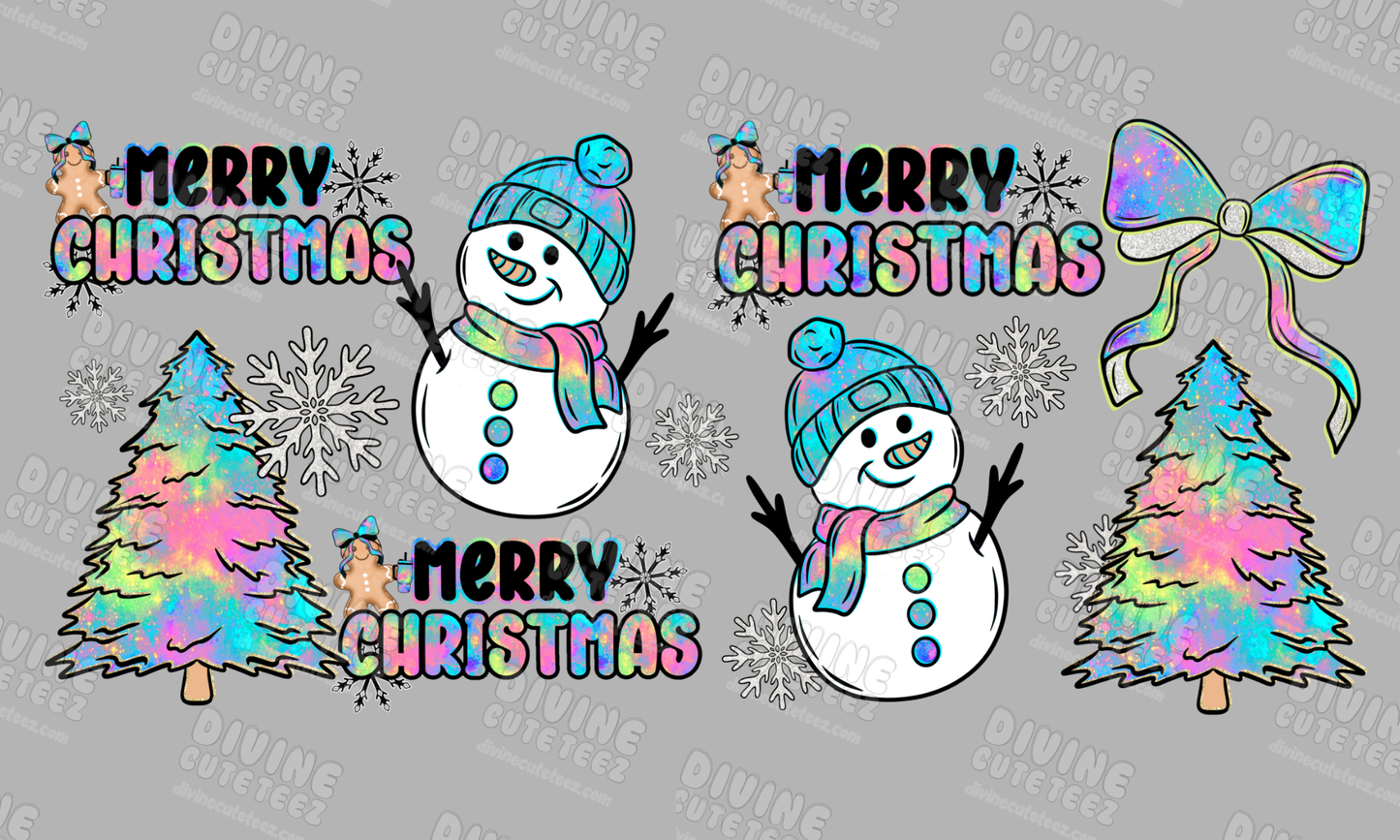 Merry Christmas Snowmen 16oz UV-DTF Transfer