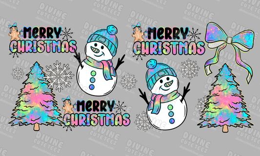 Merry Christmas Snowmen 16oz UV-DTF Transfer