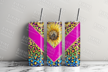 Rainbow Cheetah Sunflower 20oz Sublimation Transfer