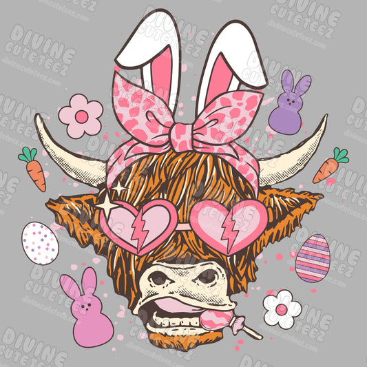 Easter Highland Cow DTF Transfer