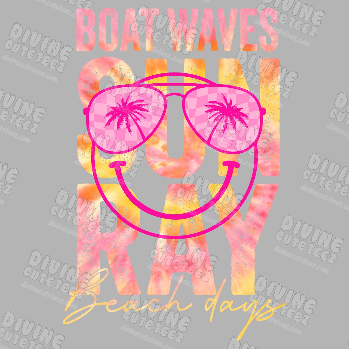 Boat Waves Sun Ray Beach Days DTF Transfer