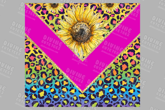 Rainbow Cheetah Sunflower 20oz Sublimation Transfer
