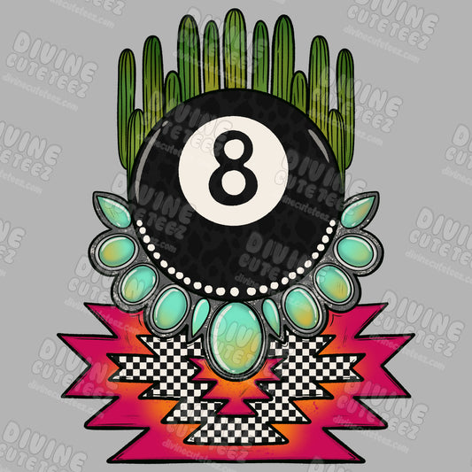 8 Ball Cactus DTF Transfer