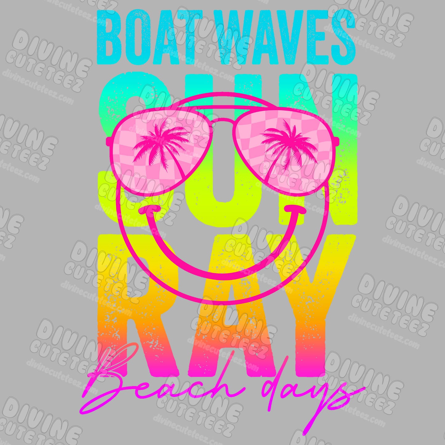 Boat Waves Sun Ray Beach Days DTF Transfer