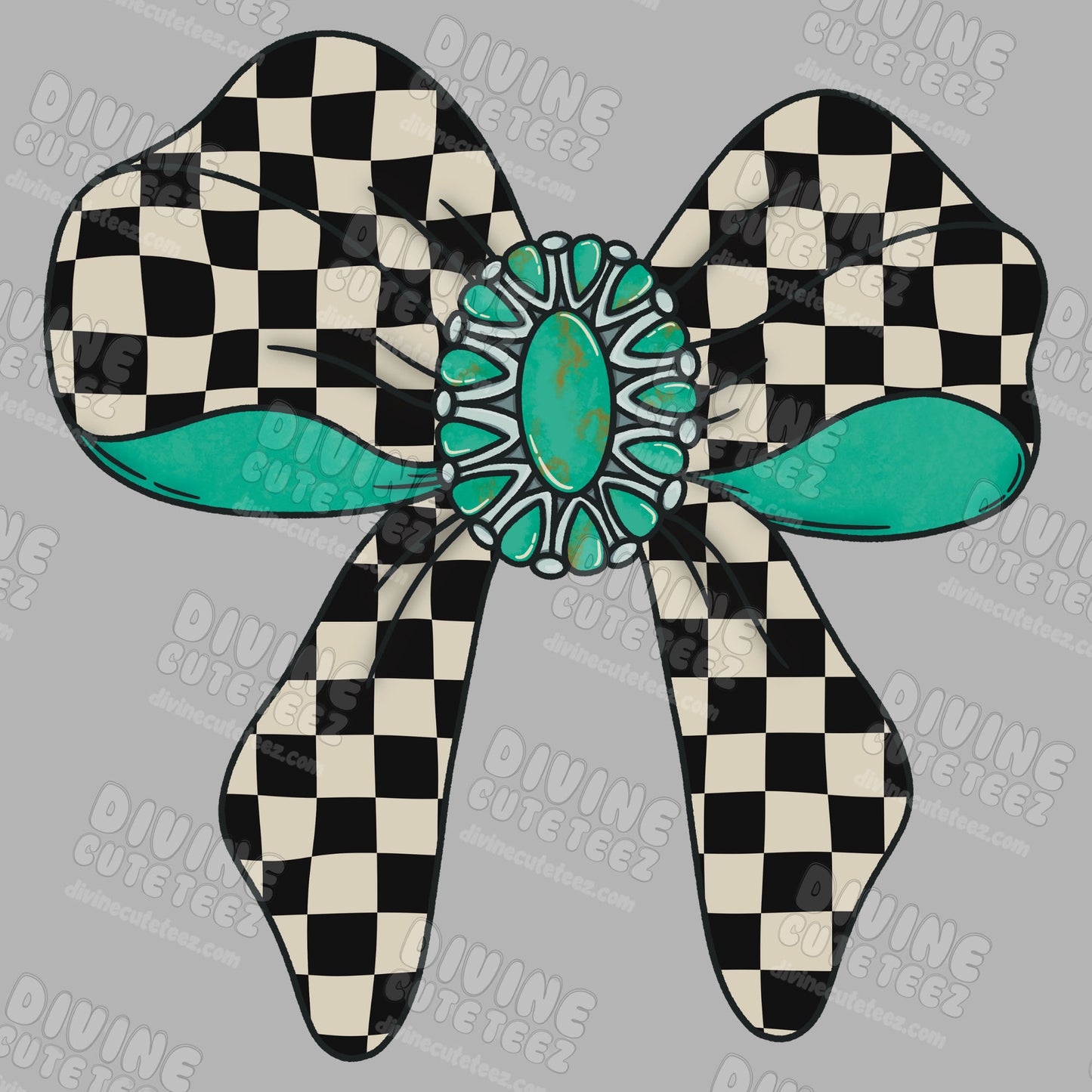 Checkered Western Bow DTF Transfer