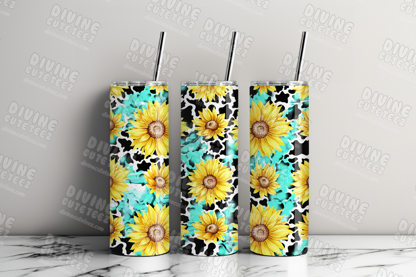 Cowprint Sunflower 20oz Sublimation Transfer