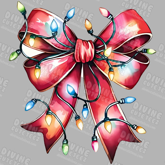 Christmas Lights Bow DTF Transfer