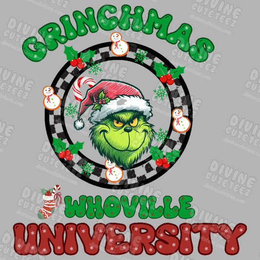 Grinchmas Whoville University DTF Transfer