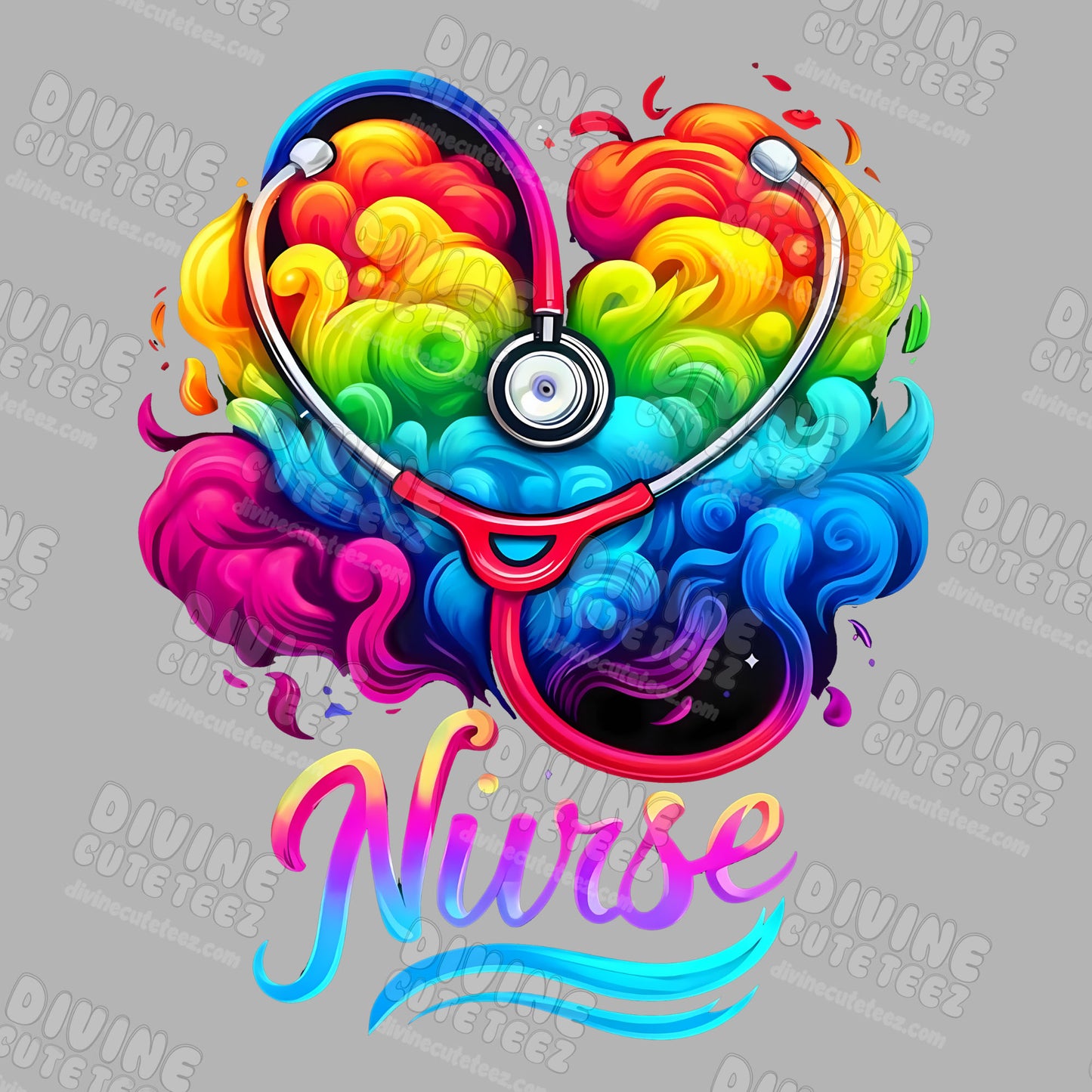 Color Swirl Nurse DTF Transfer