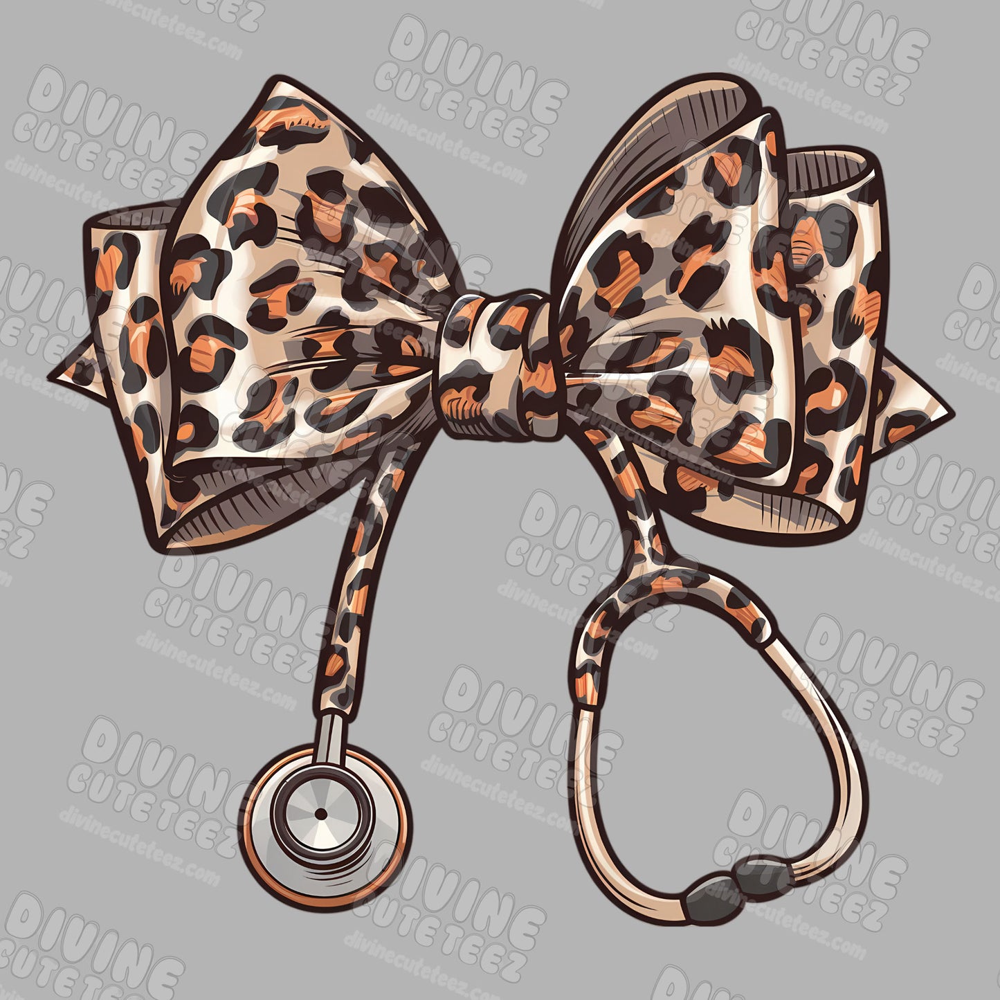 Cheetah Bow Stethoscope DTF Transfer