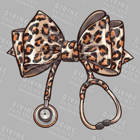 Cheetah Bow Stethoscope DTF Transfer