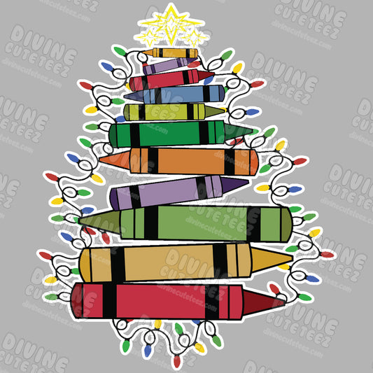 Crayon Christmas Tree DTF Transfer