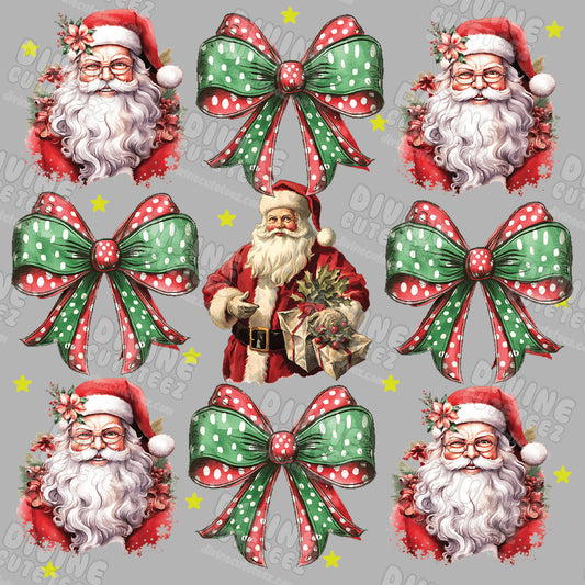 Santa Bows Collage DTF Transfer