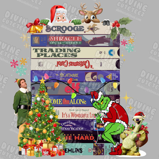 Christmas Movies Stack DTF Transfer