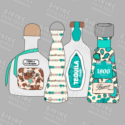 Western Liquor Bottles DTF Transfer