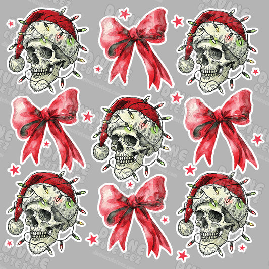Christmas Skeleton Bow Collage DTF Transfer