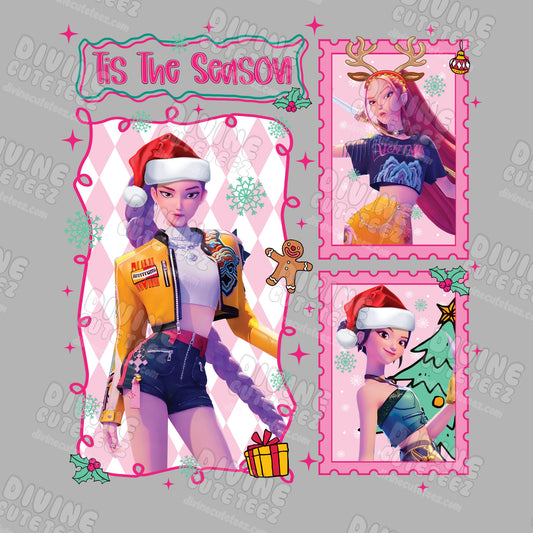 Huntrix Tis The Season Pink DTF Transfer