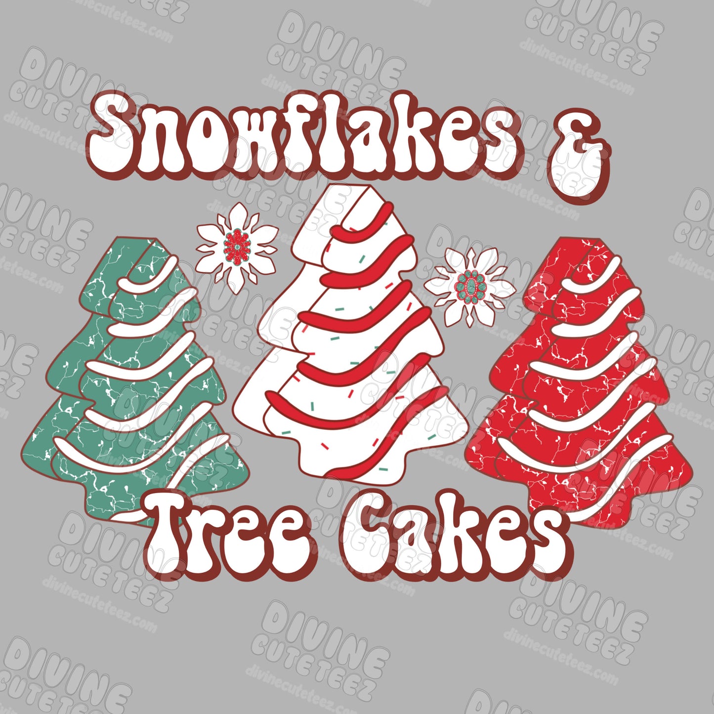 Snowflakes & Tree Cakes DTF Transfer