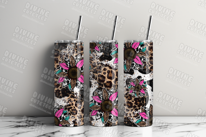 Cheetah Print Sunflower 20oz Sublimation Transfer