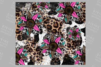 Cheetah Print Sunflower 20oz Sublimation Transfer