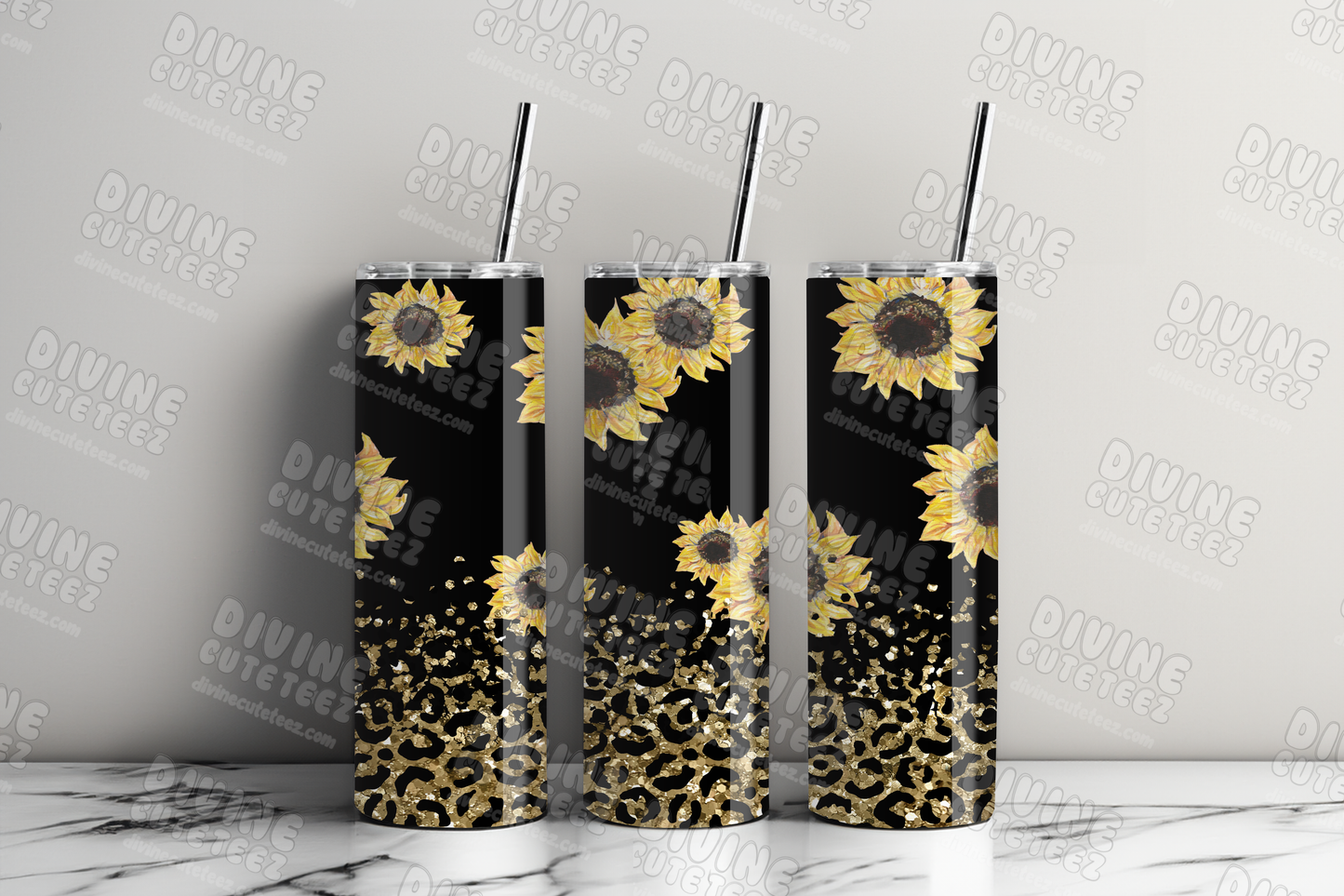 Gradient Cheetah Sunflower 20oz Sublimation Transfer
