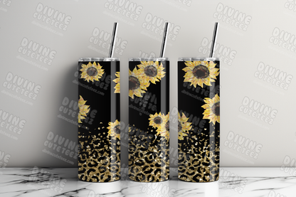 Gradient Cheetah Sunflower 20oz Sublimation Transfer