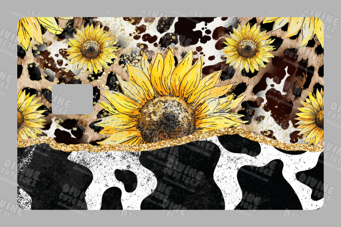 Sunflower Cow Card Skin UV-DTF