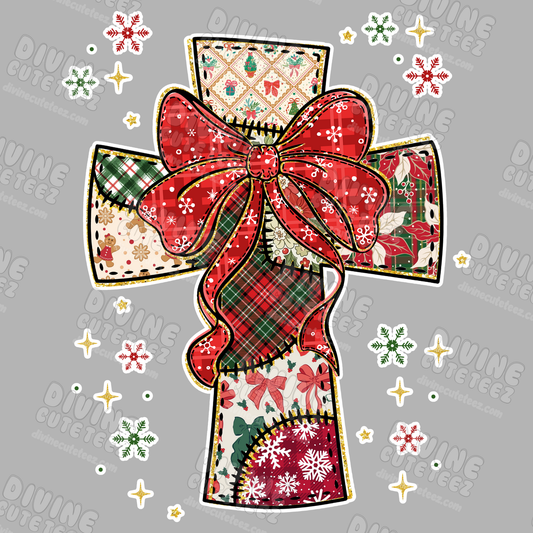 Christmas Patchwork Cross DTF Transfer