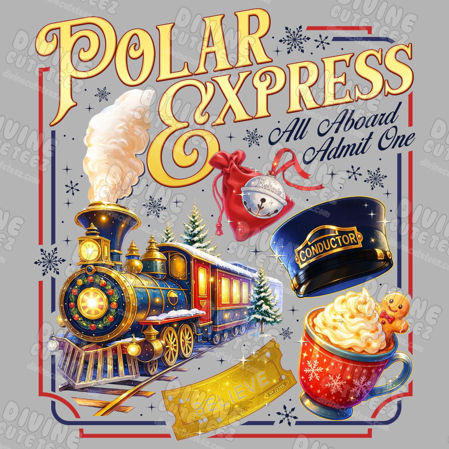 Polar Express Dark Blue DTF Transfer