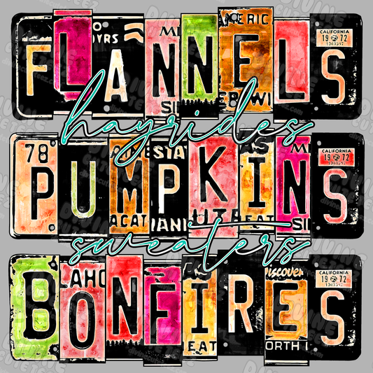 Flannels Pumpkins Bonfires DTF Transfer