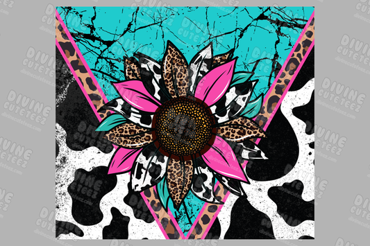 Cowprint Marble Sunflower 20oz Sublimation Transfer