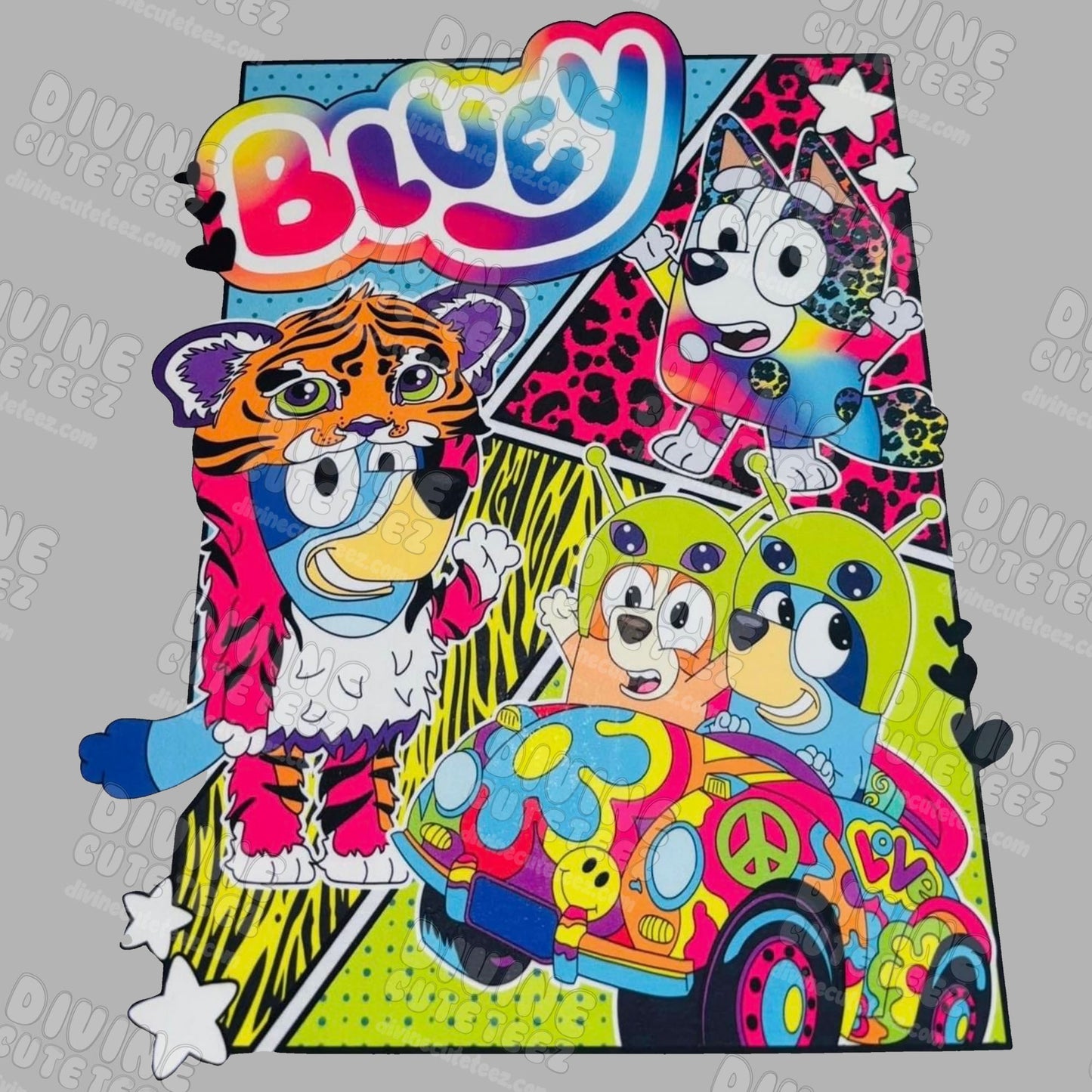 Lisa Frank Bluey DTF Transfer