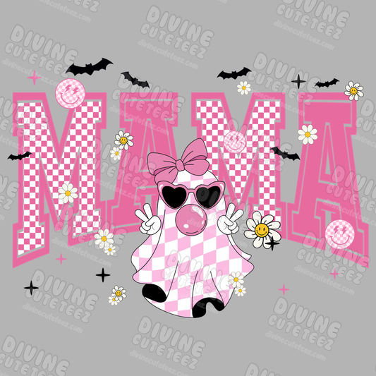 Pink Ghost Checkered Mama DTF Transfer