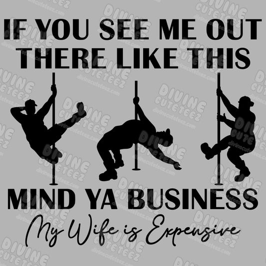 If You See Me Like This Mind Ya Business My Wife Is Expensive DTF Transfer