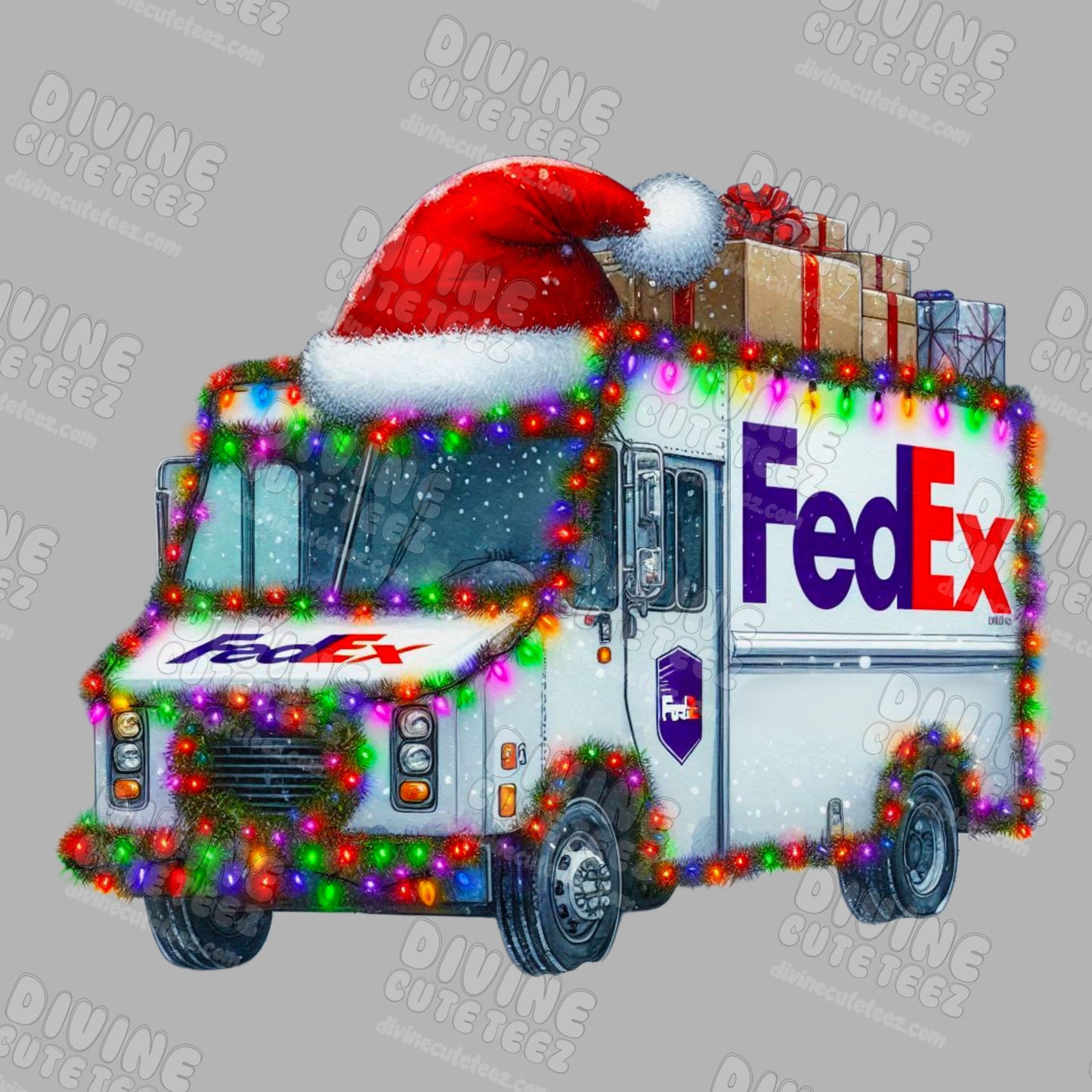 Christmas FedEx Delivery Truck DTF Transfer