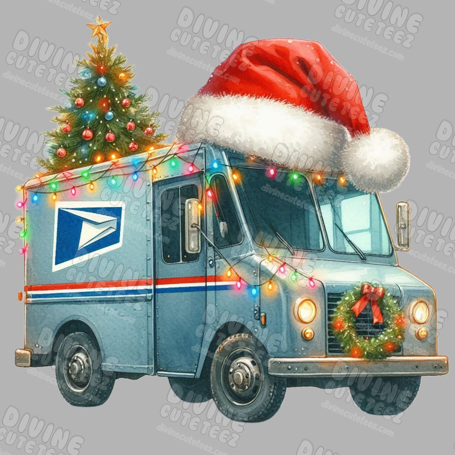 Christmas USPS Delivery Truck DTF Transfer