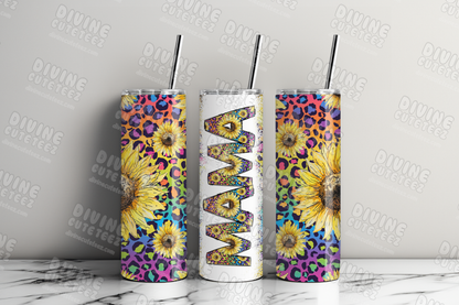 Rainbow Cheetah Sunflower Mama 20oz Sublimation Transfer