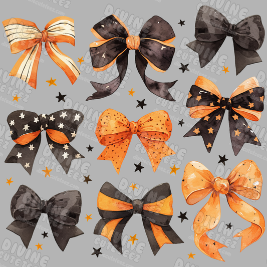 Orange & Black Bows DTF Transfer
