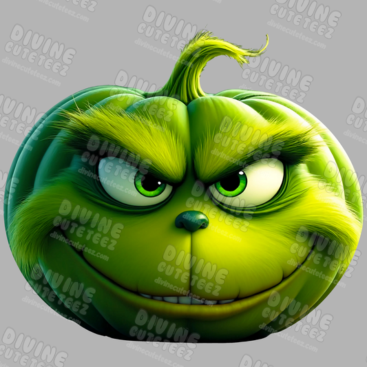 Grinch Pumpkin DTF Transfer
