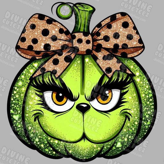 Girly Grinch Pumpkin DTF Transfer
