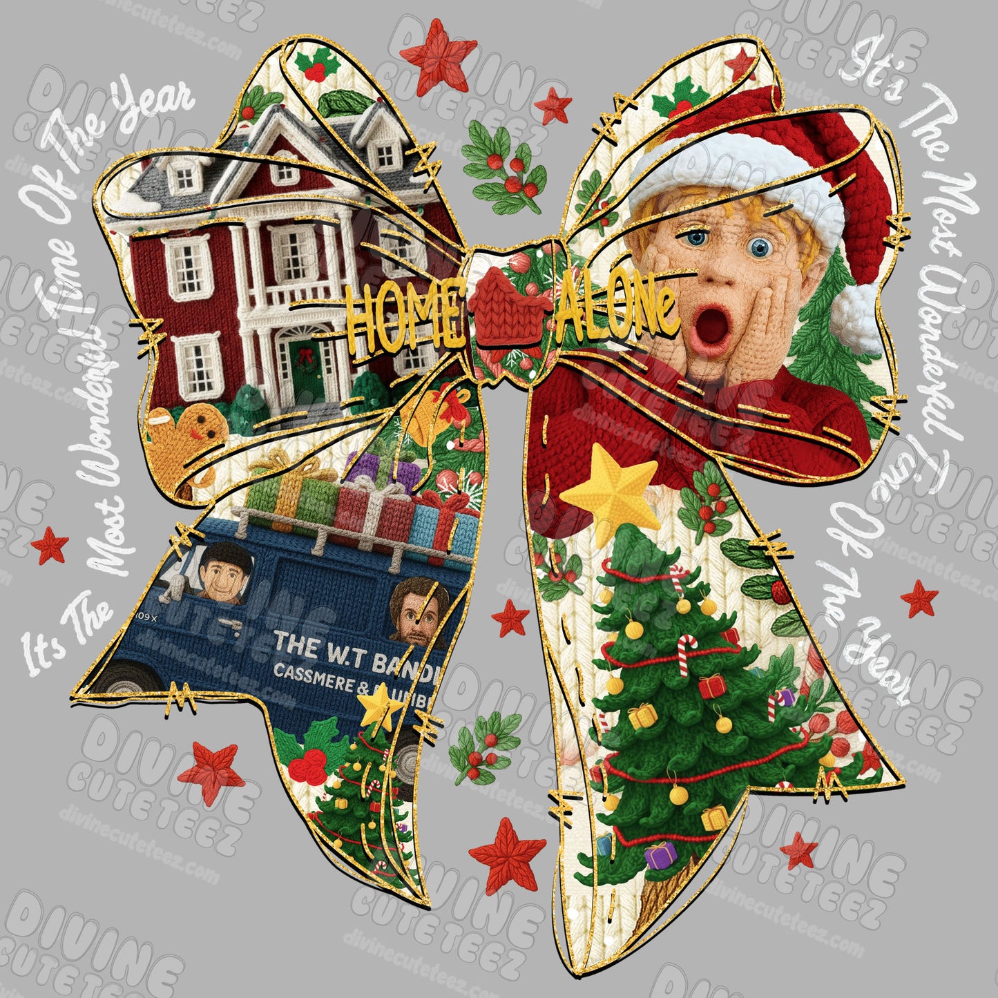 Home Alone Holiday Bow DTF Transfer