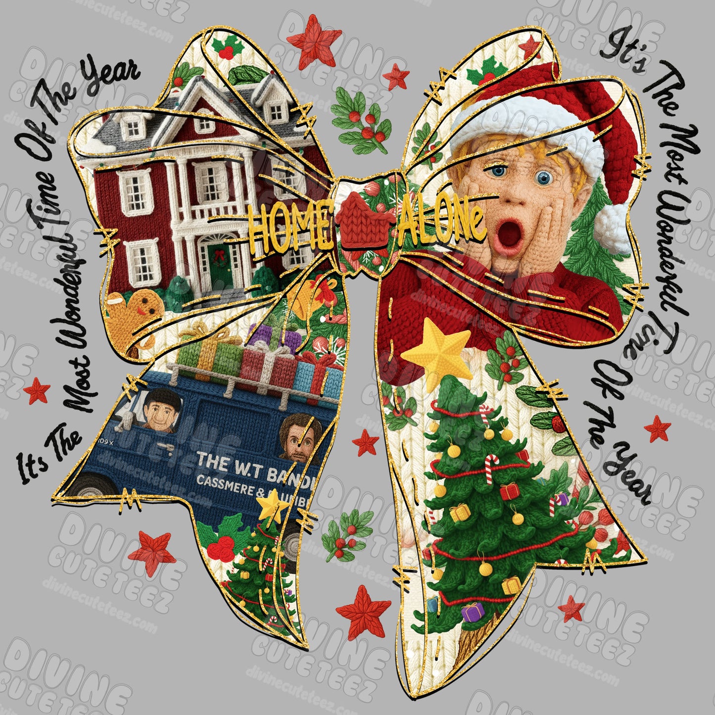 Home Alone Holiday Bow DTF Transfer
