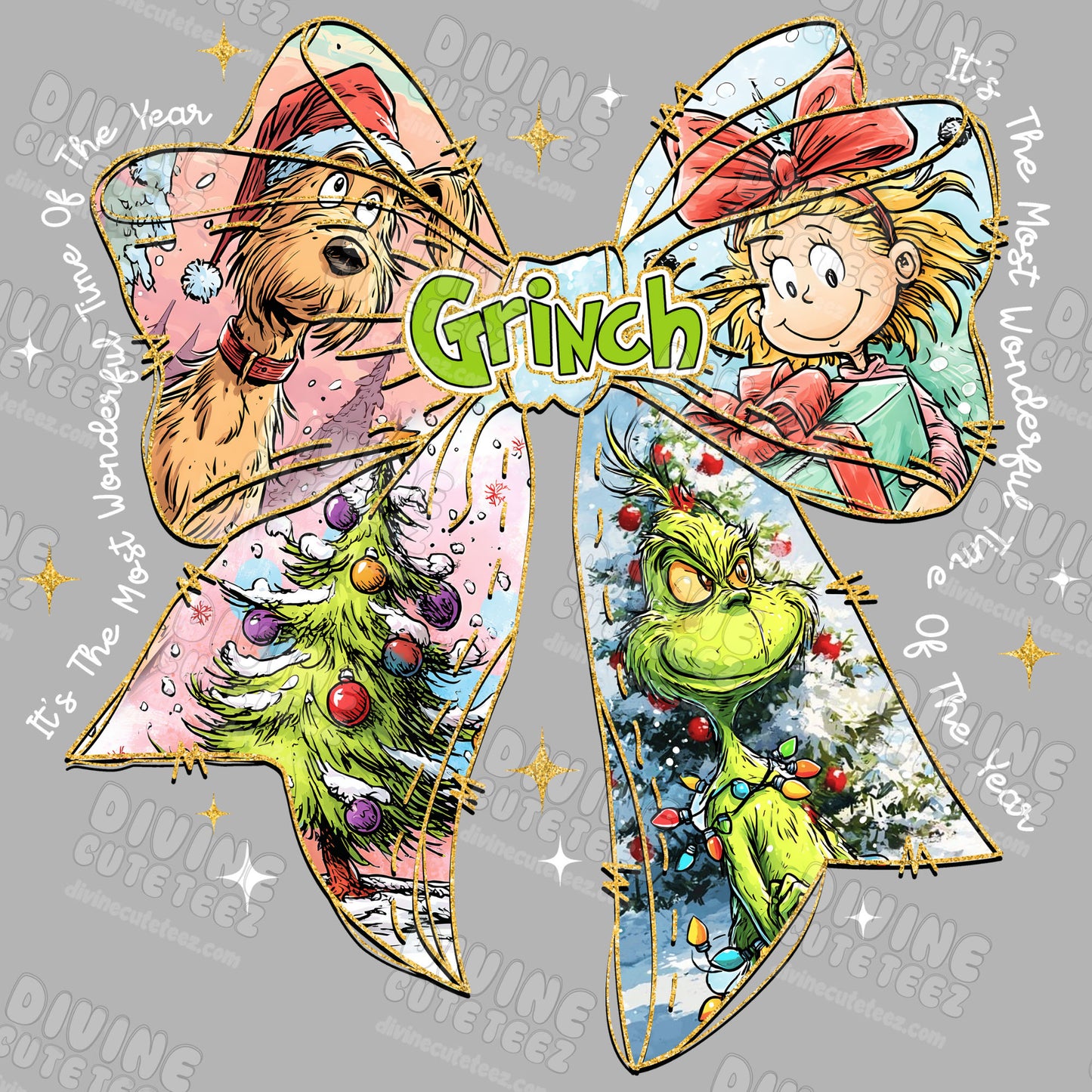 Green Man Scene Bow DTF Transfer