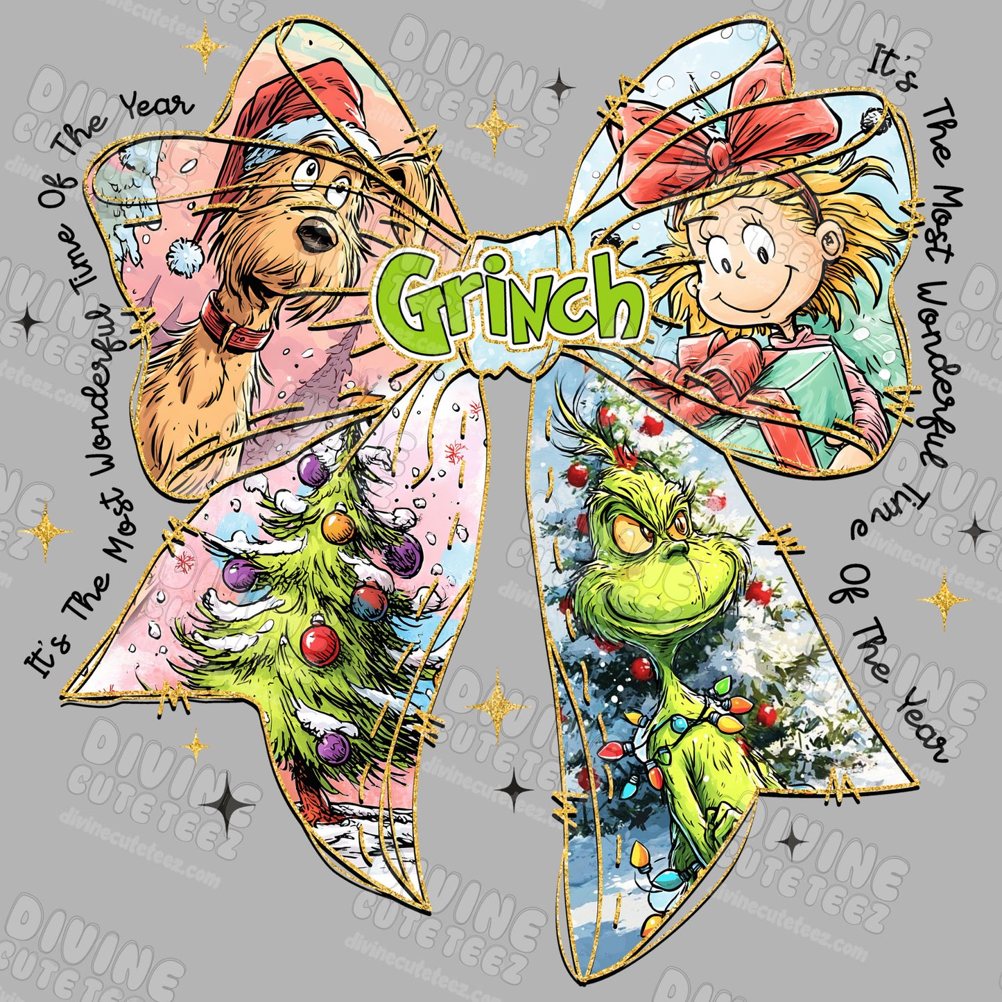 Green Man Scene Bow DTF Transfer