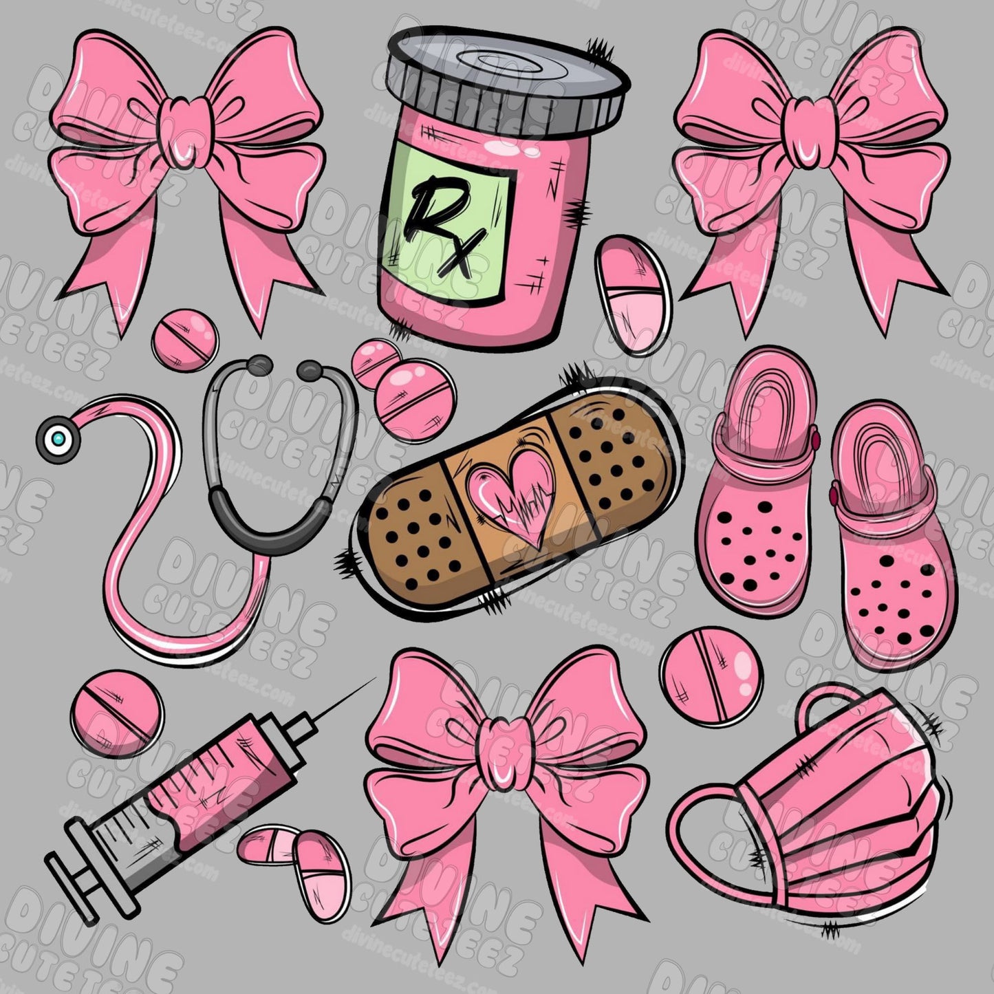 Pink Nurse Collage DTF Transfer